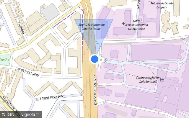 Vue plan de l'emplacement du radar tourelle à Saint-Denis