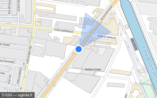 Vue plan de l'emplacement du radar tourelle à Aubervilliers