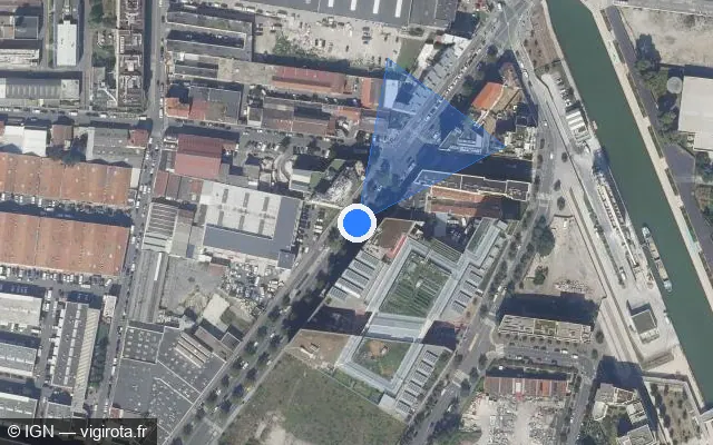 Vue satellite de l'emplacement du radar tourelle à Aubervilliers