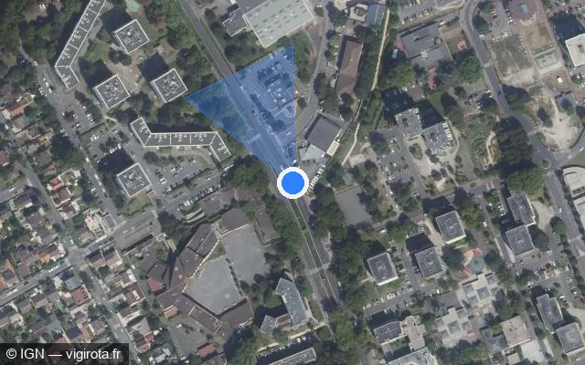 Vue satellite de l'emplacement du radar tourelle à Villepinte