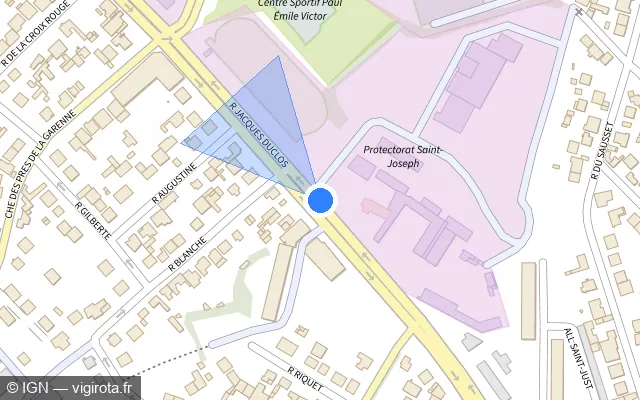 Vue plan de l'emplacement du radar tourelle à Aulnay-sous-Bois