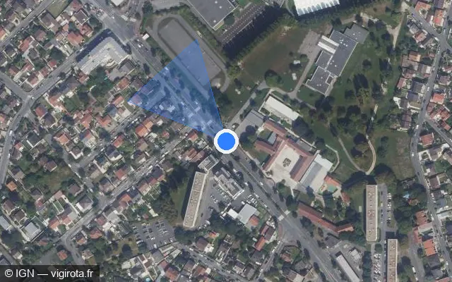 Vue satellite de l'emplacement du radar tourelle à Aulnay-sous-Bois