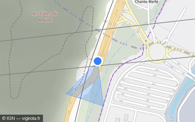 Vue plan de l'emplacement du radar de passage à niveau à Cruas