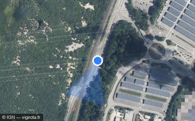 Vue satellite de l'emplacement du radar de passage à niveau à Cruas