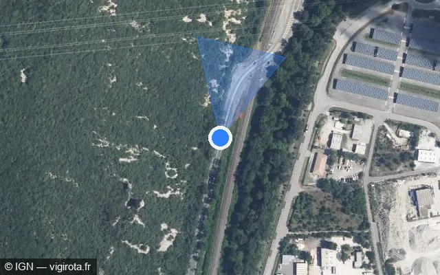 Vue satellite de l'emplacement du radar de passage à niveau à Cruas