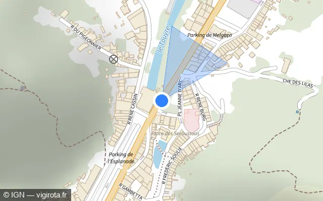 Vue plan de l'emplacement du radar de feu rouge à Lavelanet