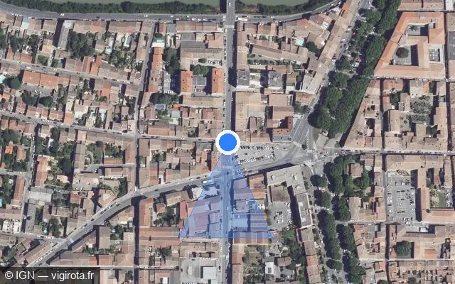 Vue satellite de l'emplacement du radar de feu rouge à Carcassonne