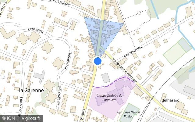 Vue plan de l'emplacement du radar de feu rouge à Gond-Pontouvre