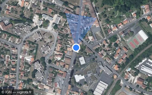 Vue satellite de l'emplacement du radar de feu rouge à Gond-Pontouvre