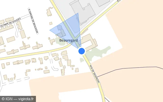 Vue plan de l'emplacement du radar de feu rouge à Châteaubernard