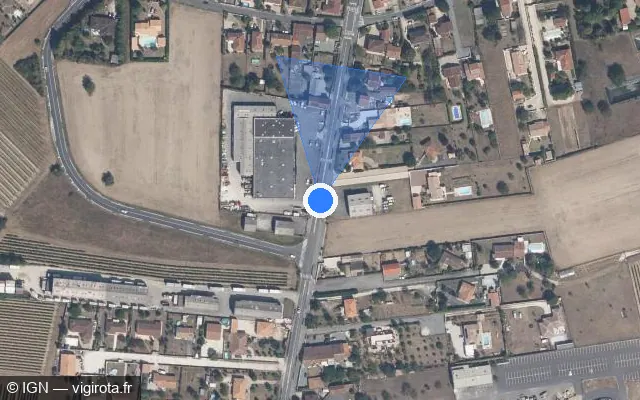 Vue satellite de l'emplacement du radar de feu rouge à Châteaubernard
