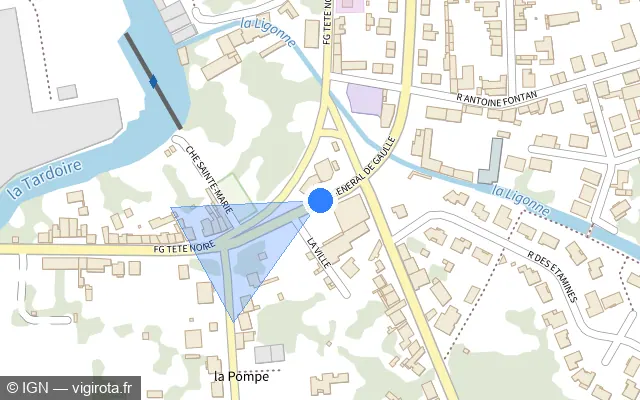 Vue plan de l'emplacement du radar de feu rouge à La Rochefoucauld-en-Angoumois