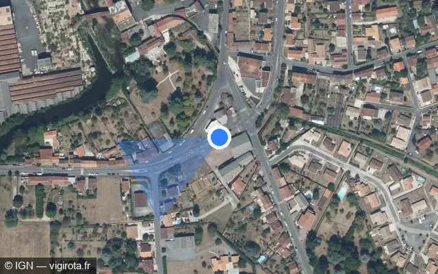 Vue satellite de l'emplacement du radar de feu rouge à La Rochefoucauld-en-Angoumois