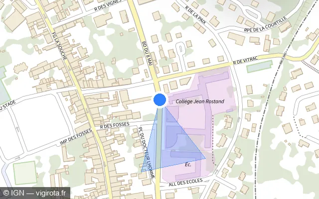 Vue plan de l'emplacement du radar de feu rouge à La Rochefoucauld-en-Angoumois