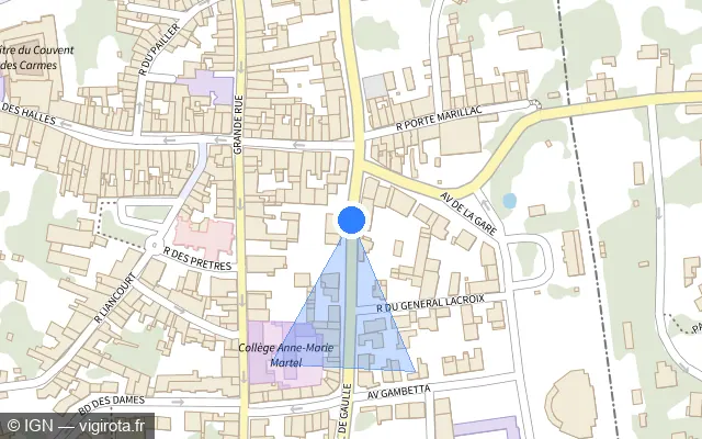 Vue plan de l'emplacement du radar de feu rouge à La Rochefoucauld-en-Angoumois