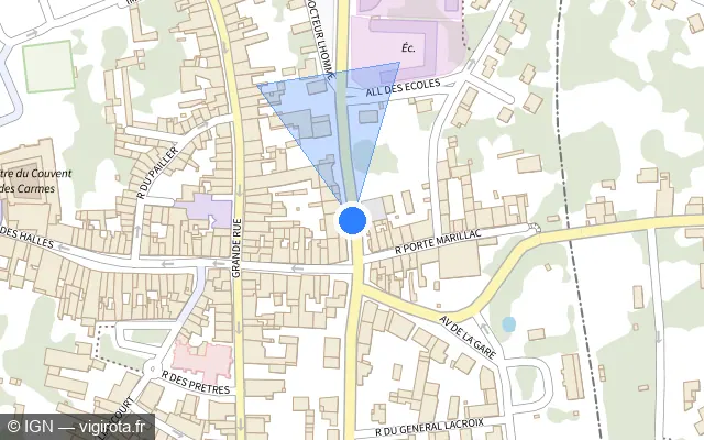 Vue plan de l'emplacement du radar de feu rouge à La Rochefoucauld-en-Angoumois