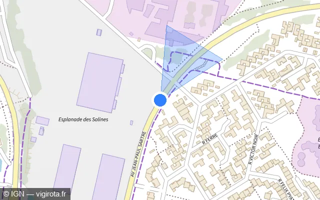 Vue plan de l'emplacement du radar de feu rouge à Aytré