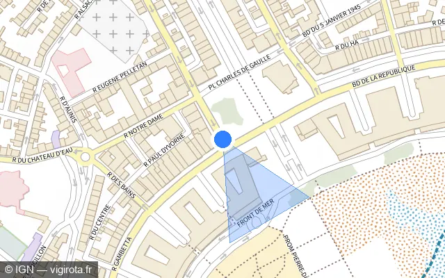 Vue plan de l'emplacement du radar de feu rouge à Royan