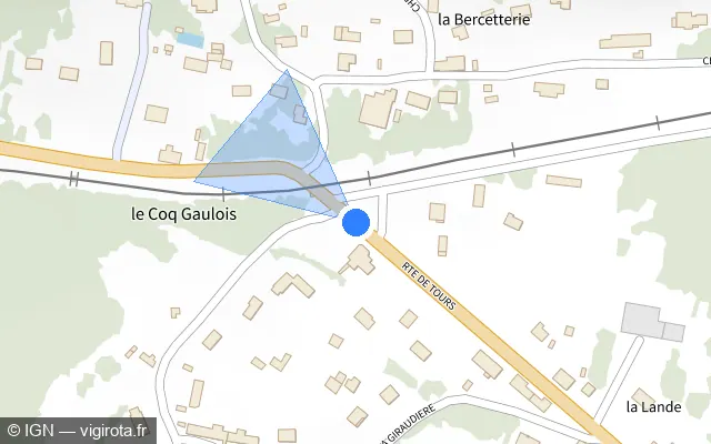 Vue plan de l'emplacement du radar de passage à niveau à Méry-sur-Cher
