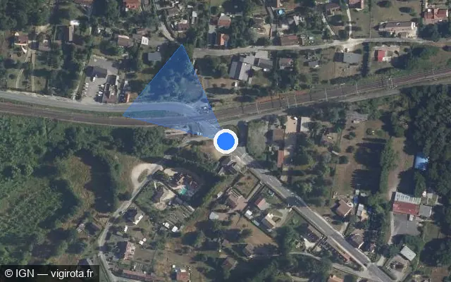 Vue satellite de l'emplacement du radar de passage à niveau à Méry-sur-Cher