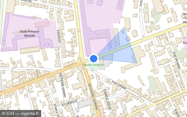 Vue plan de l'emplacement du radar de feu rouge à Brive-la-Gaillarde