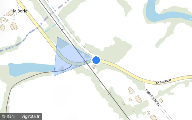 Vue plan de l'emplacement du radar de passage à niveau à Saint-Aulaire