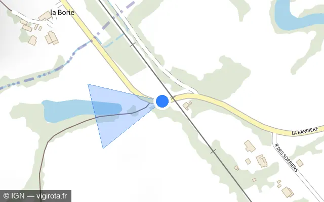 Vue plan de l'emplacement du radar de passage à niveau à Saint-Aulaire