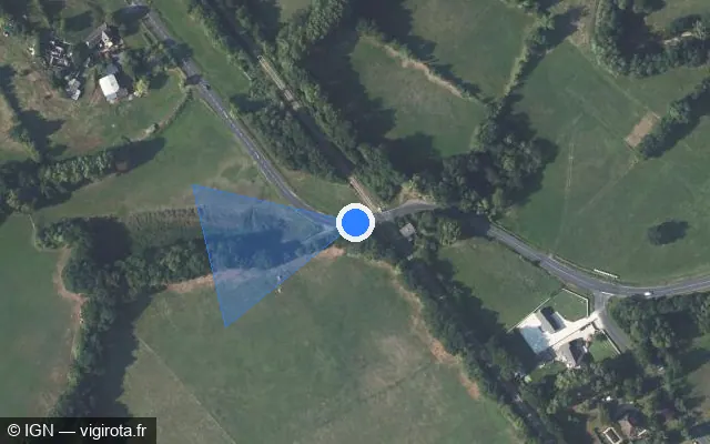 Vue satellite de l'emplacement du radar de passage à niveau à Saint-Aulaire
