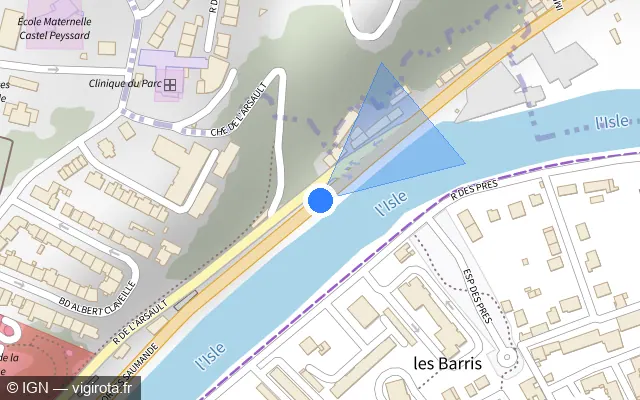 Vue plan de l'emplacement du radar de feu rouge à Périgueux
