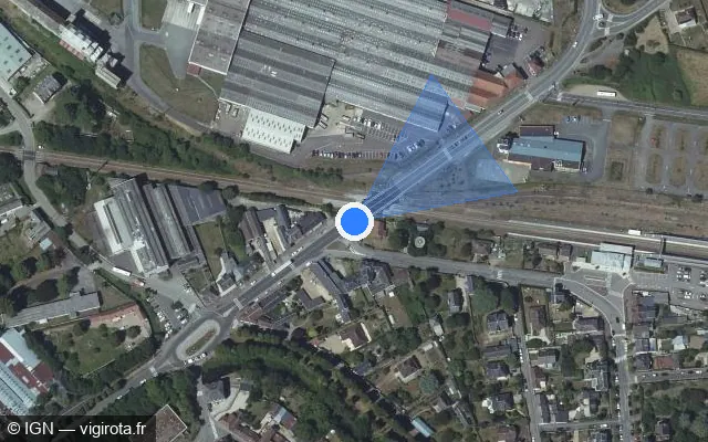 Vue satellite de l'emplacement du radar de passage à niveau à Bâlines