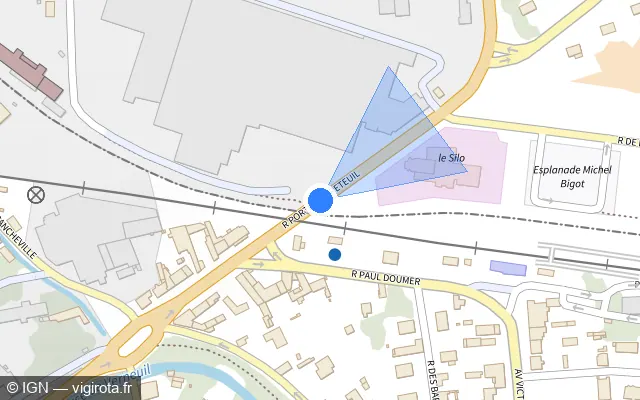 Vue plan de l'emplacement du radar de passage à niveau à Bâlines