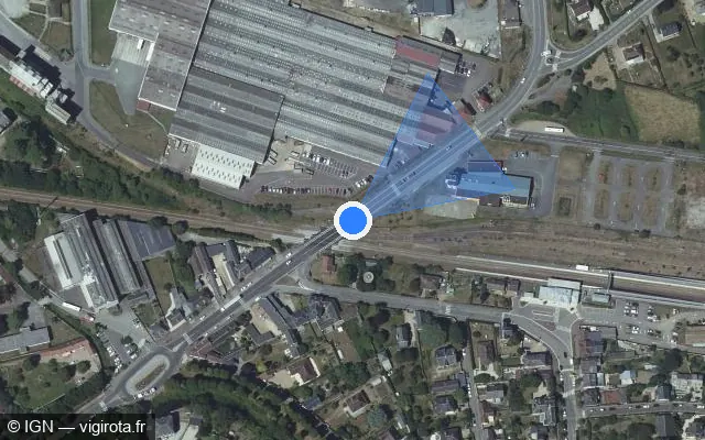 Vue satellite de l'emplacement du radar de passage à niveau à Bâlines