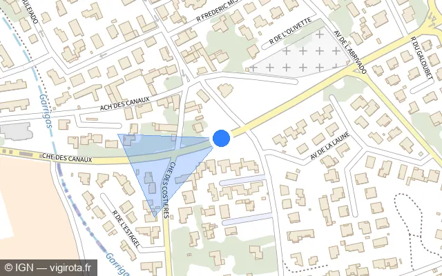 Vue plan de l'emplacement du radar de feu rouge à Caissargues