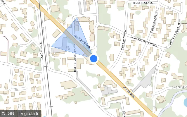Vue plan de l'emplacement du radar de feu rouge à Pont-Saint-Esprit