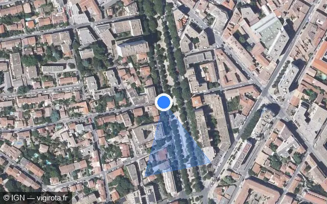 Vue satellite de l'emplacement du radar de feu rouge à Nîmes