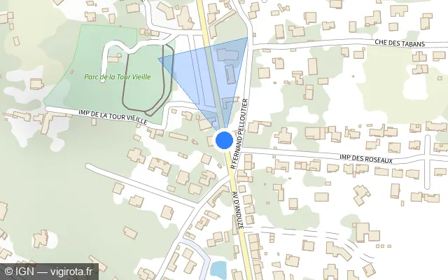 Vue plan de l'emplacement du radar de feu rouge à Alès