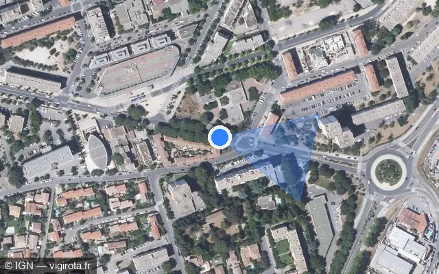 Vue satellite de l'emplacement du radar de feu rouge à Nîmes