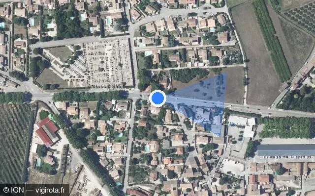 Vue satellite de l'emplacement du radar de feu rouge à Jonquières-Saint-Vincent
