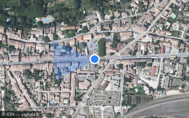 Vue satellite de l'emplacement du radar de feu rouge à Remoulins