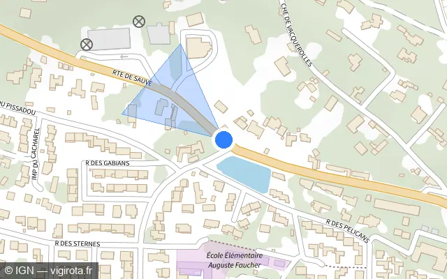 Vue plan de l'emplacement du radar de feu rouge à Nîmes