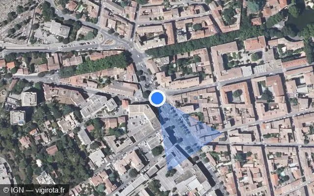 Vue satellite de l'emplacement du radar de feu rouge à Nîmes