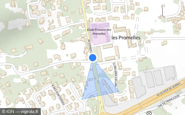 Vue plan de l'emplacement du radar de feu rouge à Alès