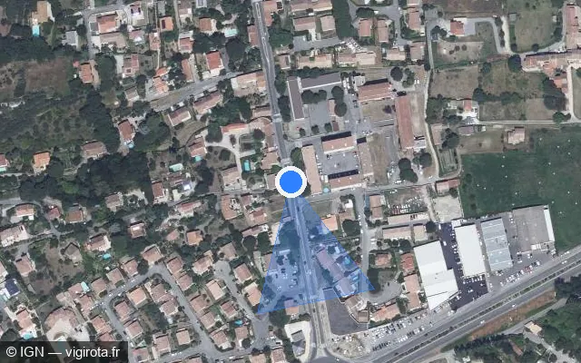 Vue satellite de l'emplacement du radar de feu rouge à Alès