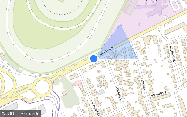 Vue plan de l'emplacement du radar de feu rouge à Toulouse