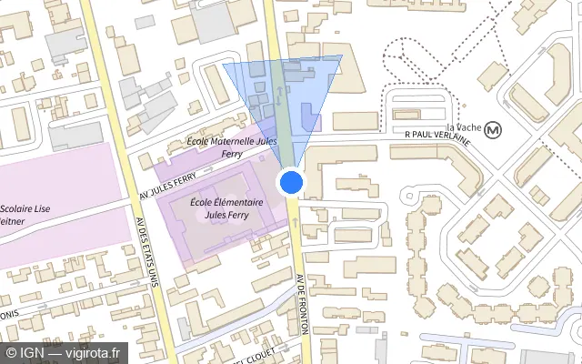 Vue plan de l'emplacement du radar de feu rouge à Toulouse