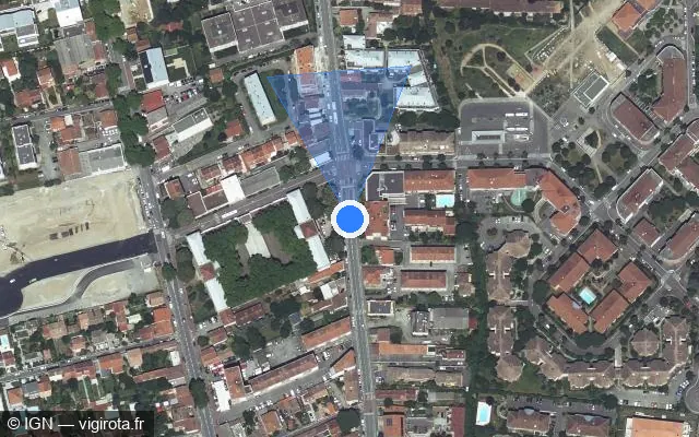 Vue satellite de l'emplacement du radar de feu rouge à Toulouse