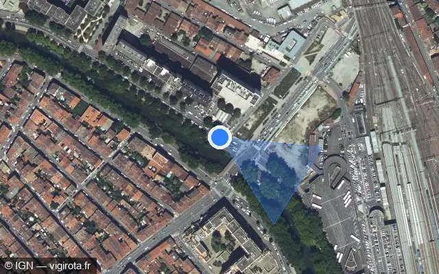 Vue satellite de l'emplacement du radar de feu rouge à Toulouse