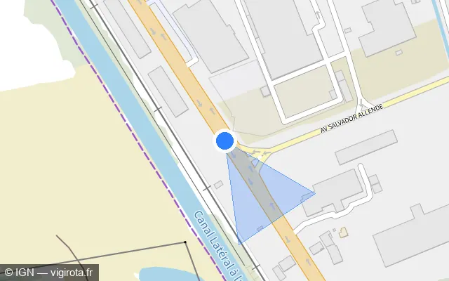 Vue plan de l'emplacement du radar de feu rouge à Aucamville