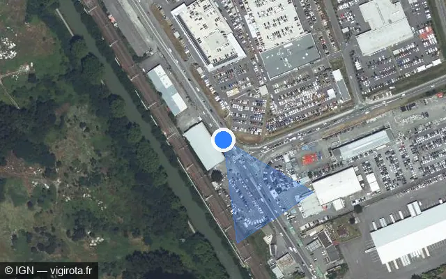Vue satellite de l'emplacement du radar de feu rouge à Aucamville