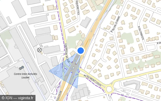 Vue plan de l'emplacement du radar de feu rouge à L'Union